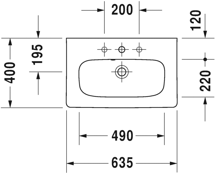 Раковина Duravit DuraStyle 63,5х40 233763 схема 1