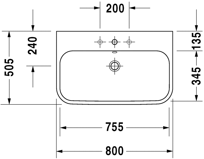 Раковина Duravit Happy D.2 80х50,5 231880 схема 1