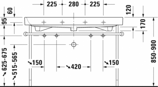 Раковина Duravit Happy D.2 двойная 120х50,5 231812 ФОТО