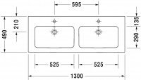 Раковина Duravit ME by Starck Двойная 130х49 233613 схема 1