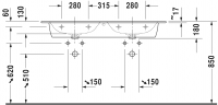 Раковина Duravit ME by Starck Двойная 130х49 233613 схема 2