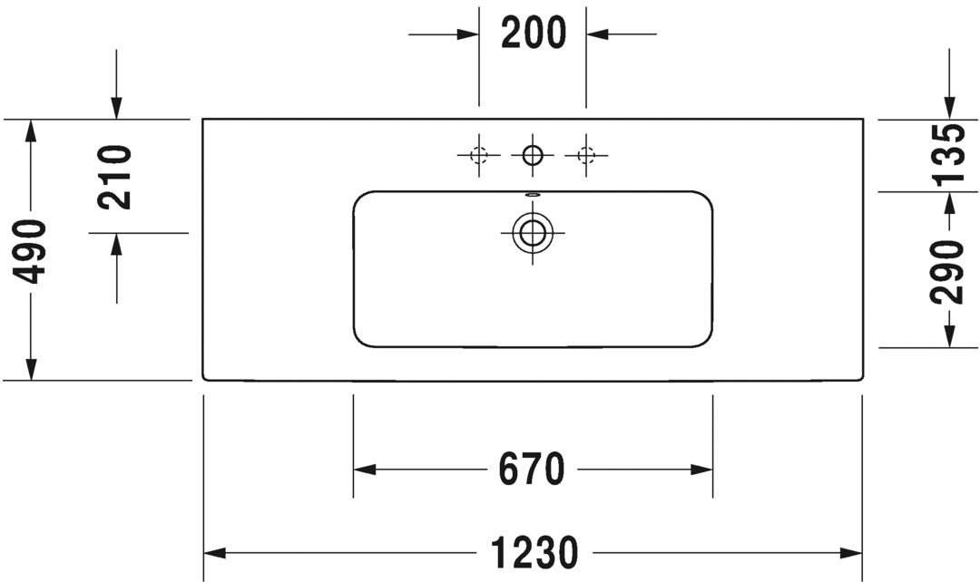 Раковина Duravit ME by Starck 123х49 233612 схема 1