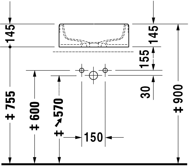 Раковина Duravit Starck 1 46х46 044546 схема 2