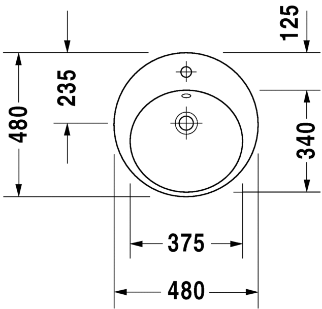 Раковина Duravit Starck 2 встраиваемая 48х48 232748 схема 1