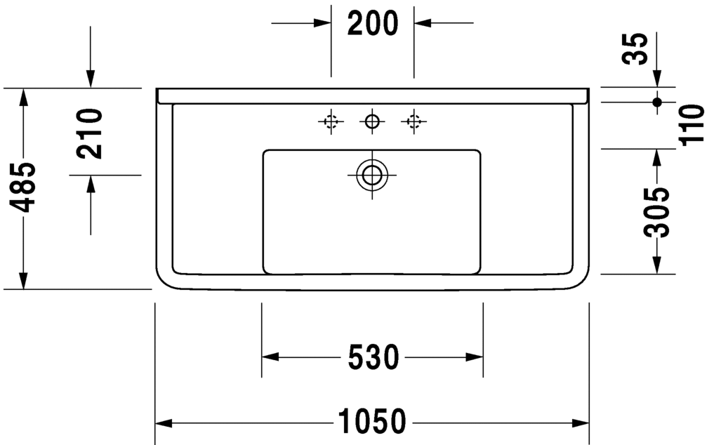 Раковина Duravit Starck 3 105х48,5 030410 схема 3