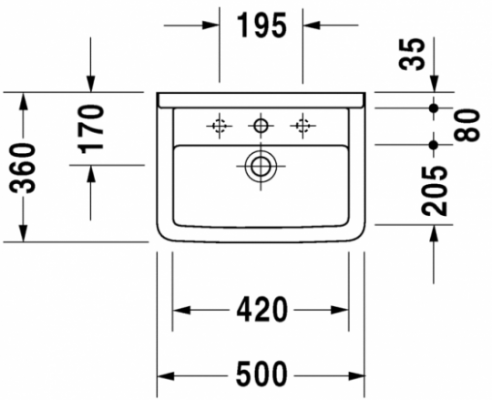 Раковина Duravit Starck 3 030050 50х36 см схема 1