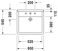 Раковина Duravit Starck 3 60х54,5 030960 схема 1