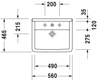 Раковина Duravit Starck 3 встраиваемая 56х46,5 030256 схема 2