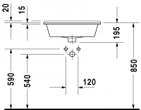 Раковина Duravit Starck 3 встраиваемая 56х46,5 030256 схема 3