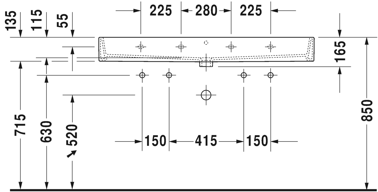 Раковина Duravit Vero Air двойная шлифованная 120х47 235012 схема 2