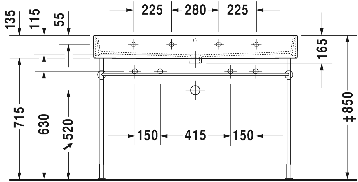 Раковина Duravit Vero Air двойная 120х47 235012 схема 3