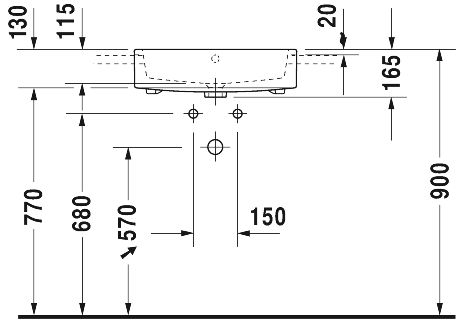 Раковина Duravit Vero Air полувстраиваемая 55х47 038255 схема 4