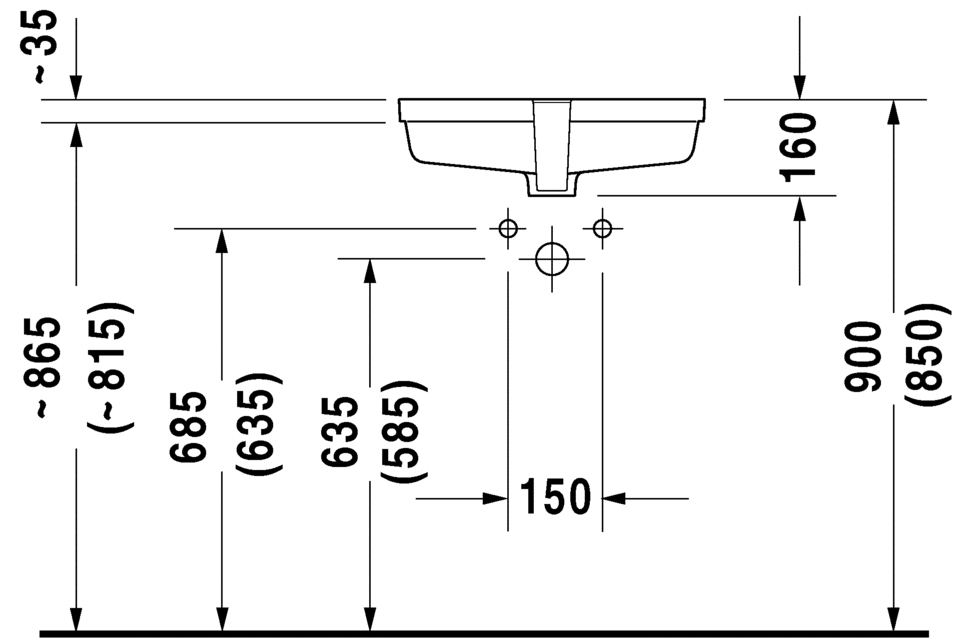 Раковина Duravit Vero Air встраиваемая 48,5х31,5 033048 схема 2