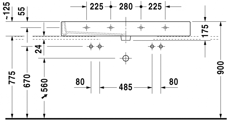 Раковина Duravit Vero двойная накладная 120х47 045412 ФОТО