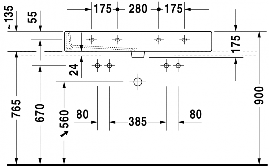 Раковина Duravit Vero двойная накладная 100х47 045410 ФОТО