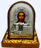 Инкрустированая драгоценными камнями серебряная икона Иисуса Христа Спасителя (14.5*20см., «Галерея благолепия», Россия) в подарочной коробке