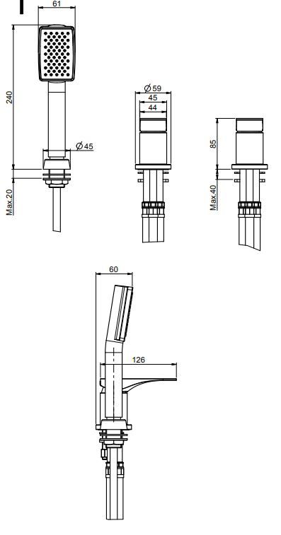 Смеситель для ванны и душа Fima carlo frattini Quad F3734/1 схема 1