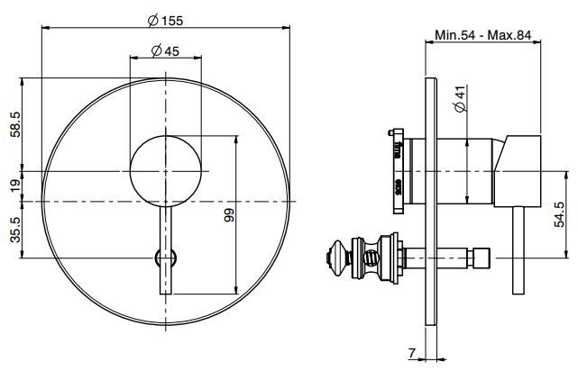 Fima carlo frattini Spillo steel смеситель для ванны/душа F3079X2INOX схема 1