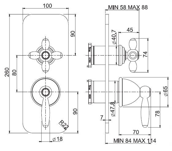 Fima carlo frattini Olivia смеситель для ванны/душа F5009X6 схема 1