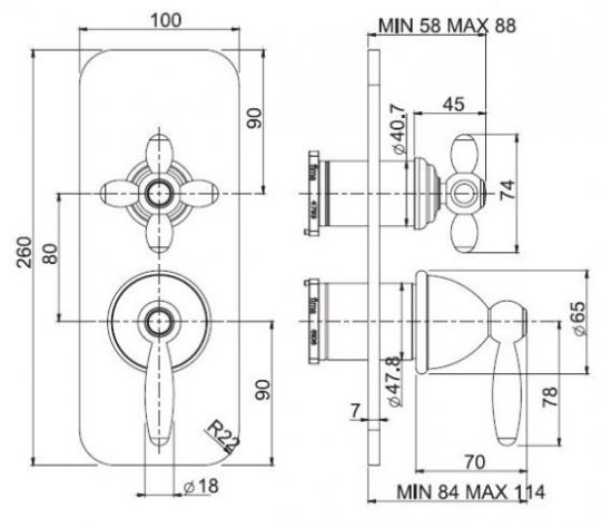 Fima carlo frattini Olivia смеситель для ванны/душа F5009X6 схема 1