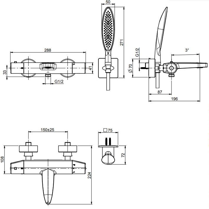 Fima carlo frattini Fimatherm смеситель для душа F4204 ФОТО