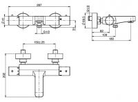 Смеситель для ванны и душа Fima carlo frattini Fimatherm F4274/1 с переключателем на ручке схема 2