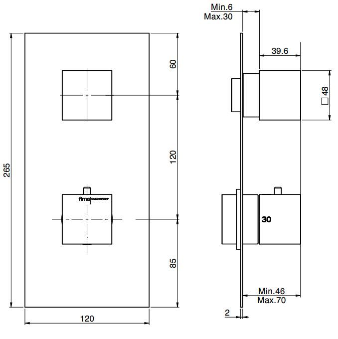 Fima carlo frattini Fimatherm смеситель для ванны/душа F3513X1 схема 1