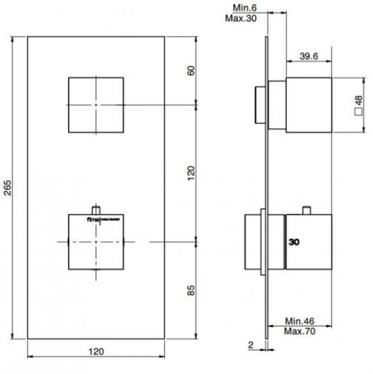 Fima carlo frattini Fimatherm смеситель для ванны/душа F3513X1 схема 1