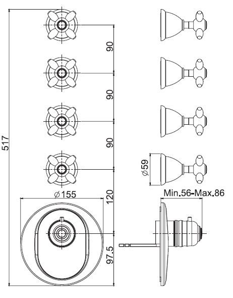 Fima carlo frattini Fimatherm смеситель для ванны/душа F5043X4 схема 1