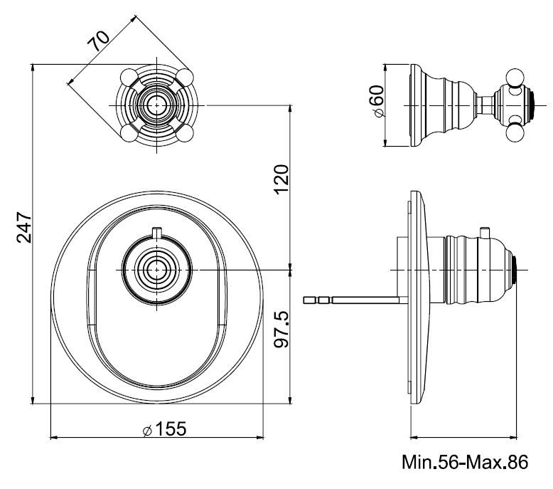 Fima carlo frattini Fimatherm смеситель для ванны/душа F5113X1 схема 1