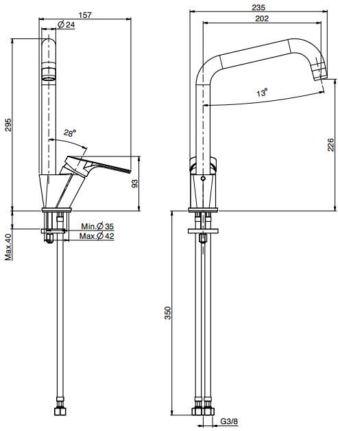 Fima carlo frattini Kitchen смеситель для кухни F3797/1 схема 2