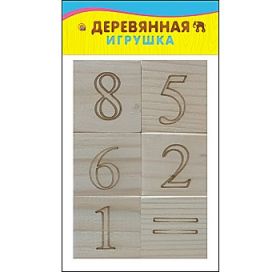 Деревянная игрушка. Учимся считать. ЦИФРЫ И ЗНАКИ (6 кубиков) (арт. К06-6056)