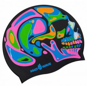 Шапочка для плавания силиконовая Mad Wave RAINBOW SKULL