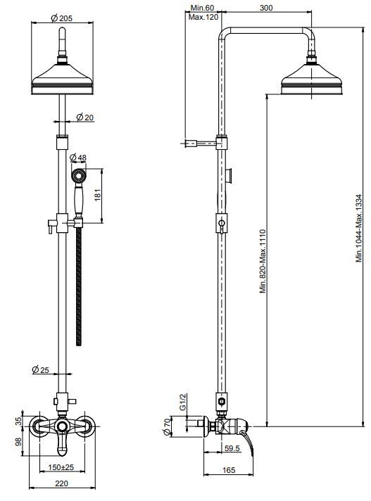 Fima - carlo frattini Lamp/Bell стойка душевая с тропическим душем F3305/2 ФОТО