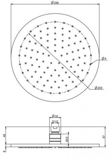 Лейка для верхнего душа Fima - carlo frattini Wellness F2621/2 25х25 ФОТО