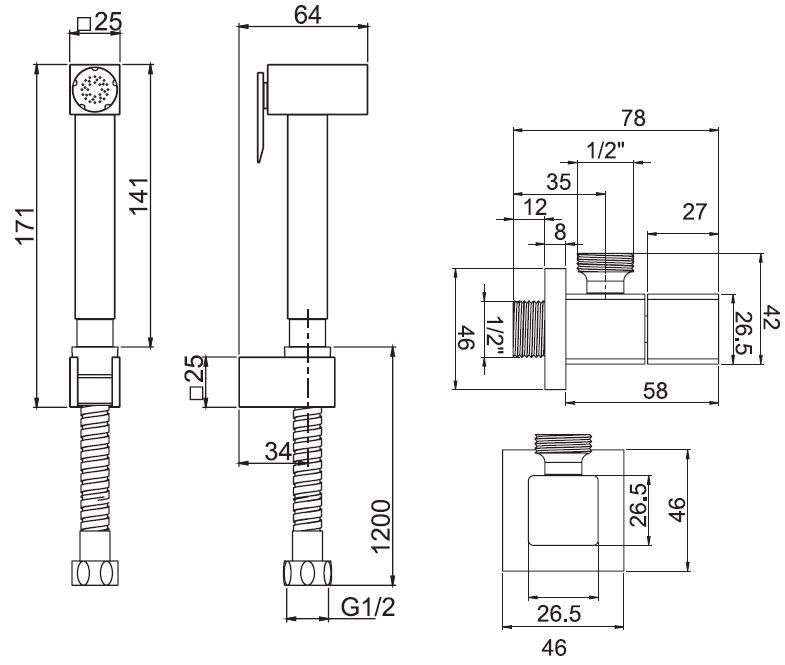 Смеситель с гигиеническим душем Fima carlo frattini Colletivita F2455/7OT ФОТО