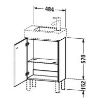 Тумбочка с раковиной в ванную Duravit Brioso BR 4431 L/R 48,4x23,9 схема 1