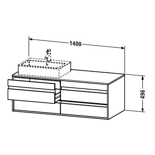 Тумба под раковину Duravit Ketho KT 6657 L/R/B 140x55 схема 1