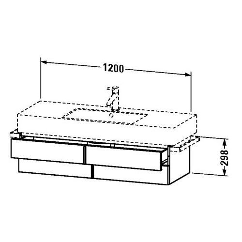 Тумбочка с 4 ящиками Duravit Vero VE6215 120x44,6 схема 1