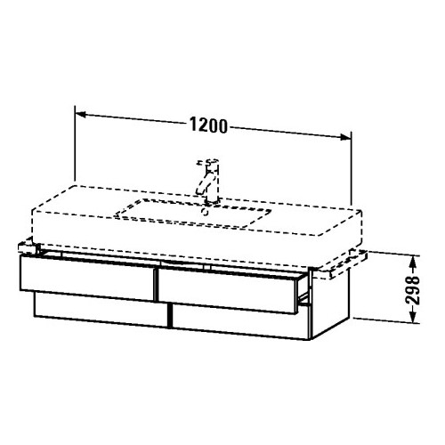 Тумбочка с 4 ящиками Duravit Vero VE6215 120x44,6 схема 1