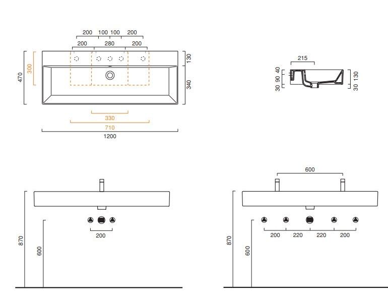 Раковина Catalano Premium 112VP00 120х47 ФОТО