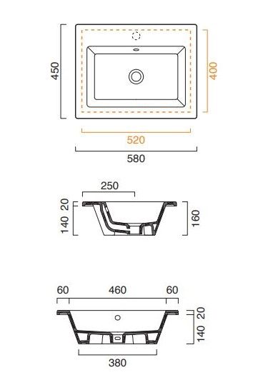 Раковина Catalano Star встраиваемая 158ST00 58х45 ФОТО