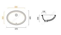 Раковина Catalano Canova Royal встраиваемая 1SONN00 57х42 схема 1