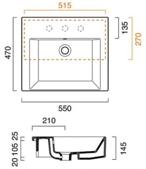 Раковина Catalano Premium 1LSVP00 55х47 схема 1