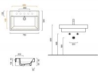 Раковина Catalano Zero 175ZE00 75х50 схема 1