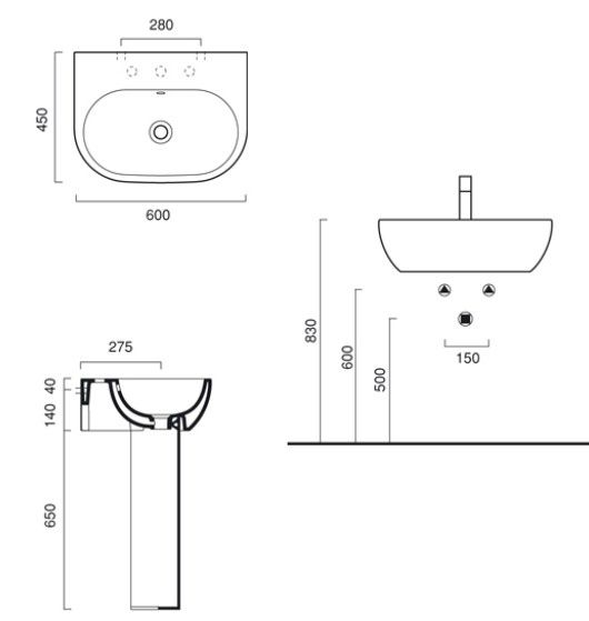 Раковина Catalano Sfera 160C300 60х45 схема 1