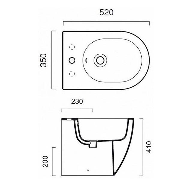 Биде Catalano Sfera напольное  1BIC5200 схема 1