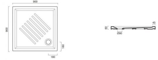 Поддон для душа Catalano 19090H600 90х90 ФОТО