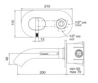 Treemme Cut смеситель для раковины 3351 схема 1