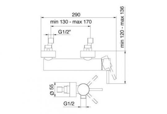 Смеситель в душевую Treemme X-CHANGE mono 5856 ФОТО